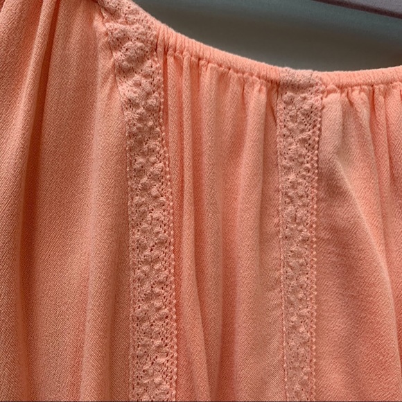 Torrid Peach Crochet Lace Peasant Blouse, 0X. - Picture 6 of 8
